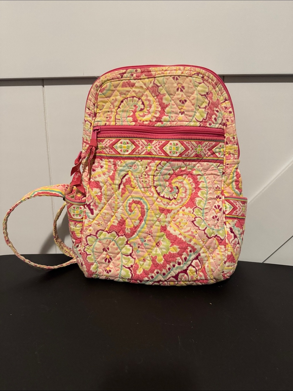 Vera Bradley Quilted Floral Mini Crossbody Bag in Pink and Yellow